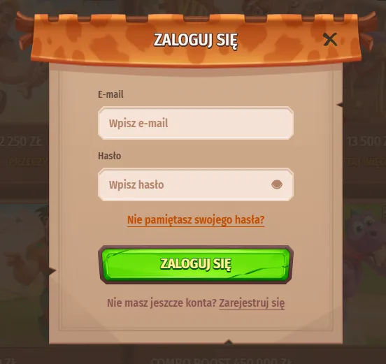 Formularz rejestracji nowego konta w Stone Vegas