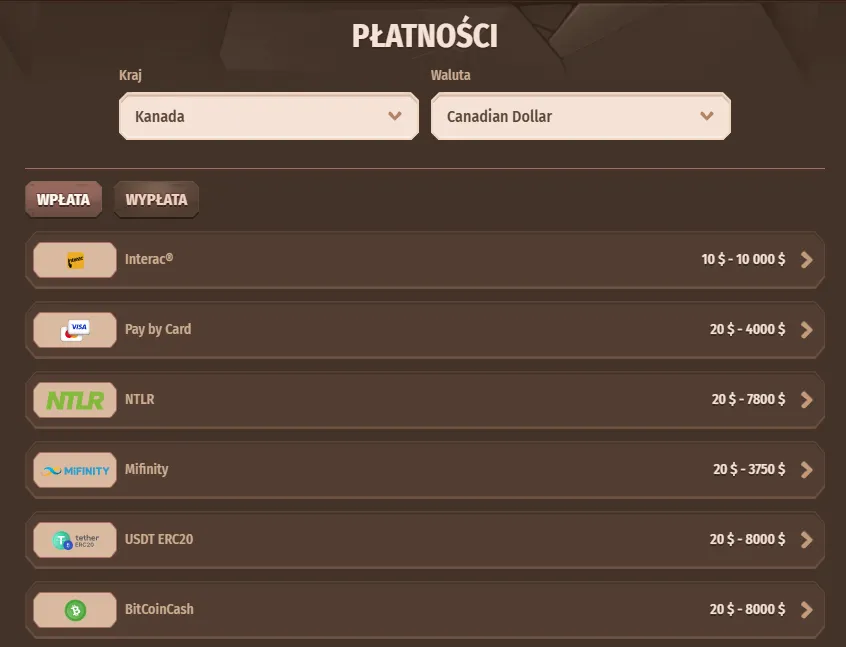 Metody płatności i depozyty w Stone Vegas